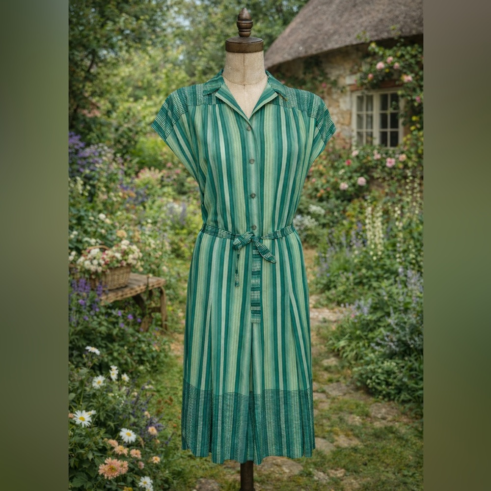 Vintage Late 1970s Wengert by Von Gässler Striped Midi Dress